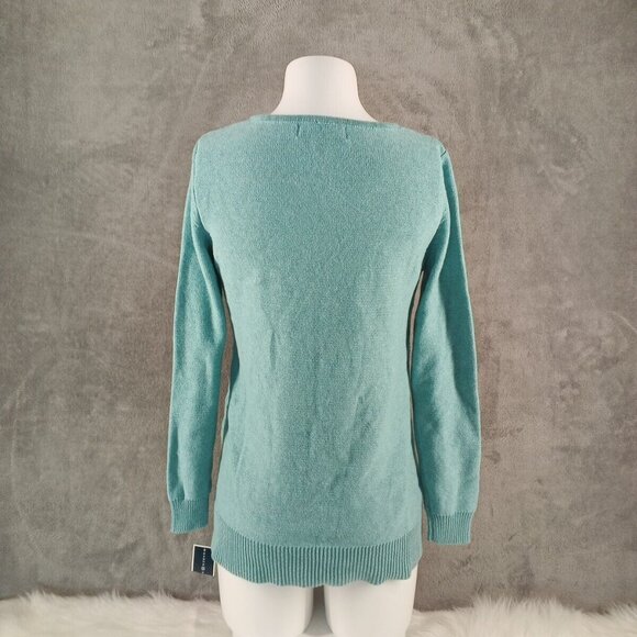 NWT KAREN SCOTT Textured Patchwork Sweater XS(0-2) Teal Aqua Cotton V-neck - Picture 9 of 13